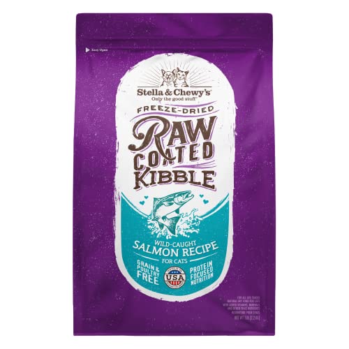  Stella & Chewy’s Raw Coated Premium Kibble Cat Food – Grain Free, Protein Rich Meals – Wild Caught Salmon Recipe – 5 Lb. Bag