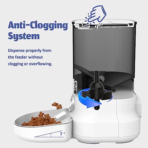  Automatic Cat Food Dispenser - Timed 1-6 Meals Daily Auto Pet Feeders For Dog & Cat With Voice Recorded Feeding Training, Clog-Free Design, Dual Power Supply (120"/3m Cord)