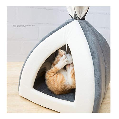  YangYan Hot Sell Pet Cat Bed Indoor Cats House Warm Small For Kitten Mats Dog Nest Collapsible Cave Cute Sleeping Winter Pet Products (Color : Gray, Size : S 28x28x29)