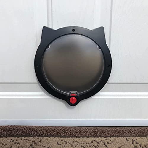 GENERIC CATDGET Cat Door, Exterior Cat Door, Security & Privacy, Pet Door, Exterior Or Interior Door, 4-Way Locking, Cat Design, No-Flap, Easy Install (Black)