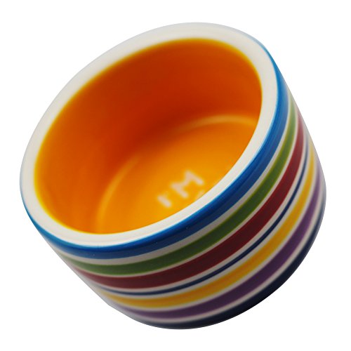  OMEM Hamster Food Bowl Ceramic Prevent Being Tipped Over Small Animal Water Dish For Guinea Pig Rodent Gerbil Cavy Hedgehog Feeding Bowl (Rainbow Stripe)