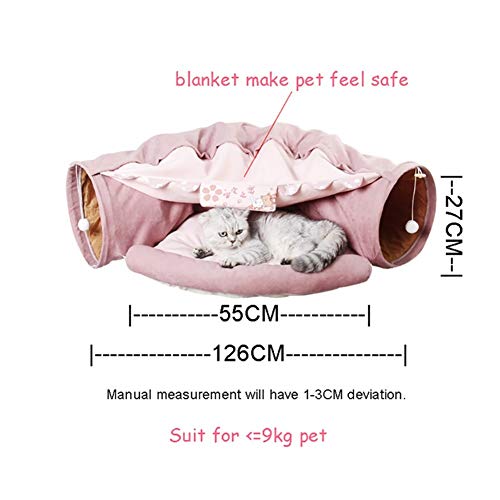  YangYan Cat Bed Tunnel Collapsible Removeable Cat Tunnel Tube Pet Interactive Play Toys With Plush Balls For Cat Puppy (Color : Gold)