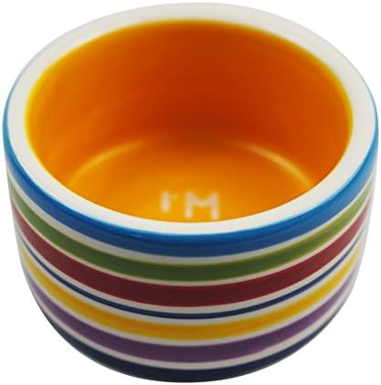 OMEM Hamster Food Bowl Ceramic Prevent Being Tipped Over Small Animal Water Dish For Guinea Pig Rodent Gerbil Cavy Hedgehog Feeding Bowl (Rainbow Stripe)