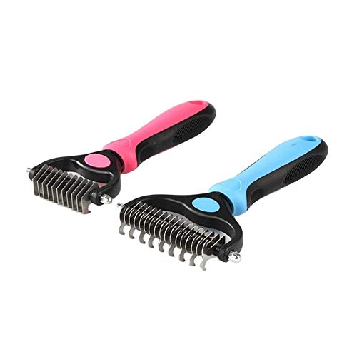  YangYan Dog Cat Trimmer Comb Rake Pet Fur Knot Cutter Remove Rake Comb Pets Brush Dematting Grooming Deshedding Tool (Color : Blue, Size : S)