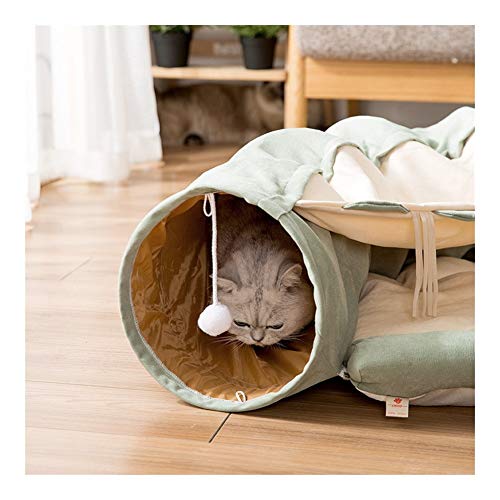  YangYan Cat Bed Tunnel Collapsible Removeable Cat Tunnel Tube Pet Interactive Play Toys With Plush Balls For Cat Puppy (Color : Gold)