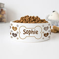 GENERIC Cute Dog Footprint With Bone Bowl, Dog's Name Bowl, Gift For Dog, Ceramic Pet Bowl Available In 2 Sizes