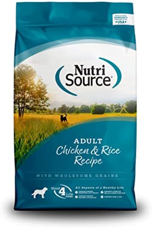  NutriSource Adult Dog Food, Made With Chicken And Rice, With Wholesome Grains, 15LB, Dry Dog Food