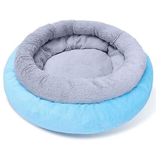  SONGBIRDTH Cat Round Litter Pad Small Dog Winter Sleeping Mat Anti-Slip Cattery Pet Supply,Breathable Cotton Blend,Removable Easy To Clean Sky Blue S