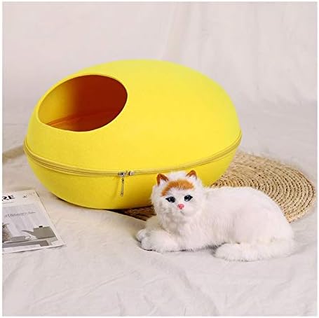  YangYan Pet Cat Bed Cave Sleeping House Nest Kennel Felt Cloth Zipper Pet Cat Basket Egg Shape Pet Bed Mat Cushion For Cats Small Dogs (Color : D, Size : 47x39x25cm)