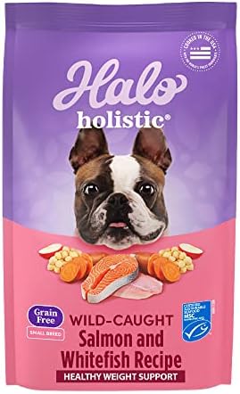  Halo Holistic Dog Food, Complete Digestive Health Wild-Caught Salmon And Whitefish Recipe, Dry Dog Food Bag, Small Breed Formula, 3.5-lb Bag