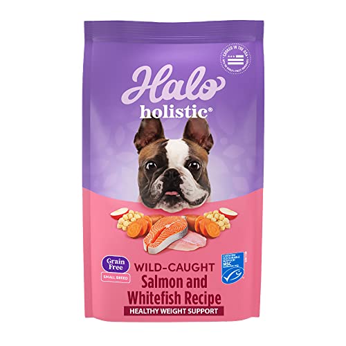  Halo Holistic Dog Food, Complete Digestive Health Wild-Caught Salmon And Whitefish Recipe, Dry Dog Food Bag, Small Breed Formula, 3.5-lb Bag