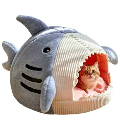  Enclosed Warm Cat Bed For Portable Pet Beds Sweet Kittens Basket Cushion Cat Pillow Mat Tent Puppy Nest Cave (Large,Blue)