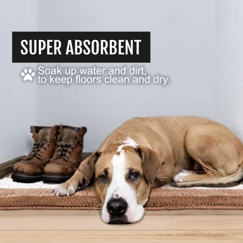  LeashBoss - Brown Bathroom Rugs, Extra Large Bathmat - Soft, Absorbent, Thick, Non-Slip Microfiber Bath Mat For Bathrooms, Showers, Tubs, And Doorways For Dogs Muddy Paws Machine Washable (34.5 X 24)