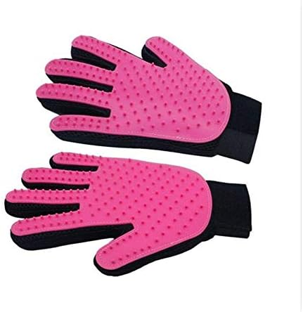  YangYan Cat Grooming Gloves Dog Hair Remover Gentle Deshedding Brush Comb Tool Pet Massage Mitt With Enhanced Long/Short Fur (Color : Red Pair, Size : One Size)