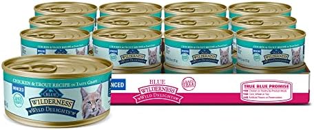  Blue Buffalo Wilderness Wild Delights High Protein Grain Free, Natural Adult Minced Wet Cat Food, Chicken & Trout 5.5 Oz Cans (Pack Of 24)