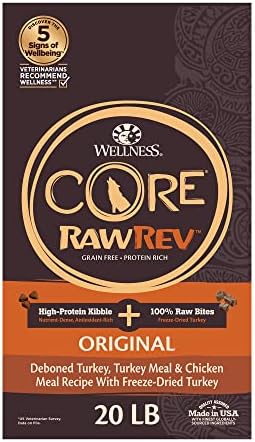  Wellness CORE RawRev Grain-Free Dry Dog Food, Natural Ingredients, Made In USA With Real Freeze-Dried Meat (Adult, Healthy Weight, 4 Lbs)