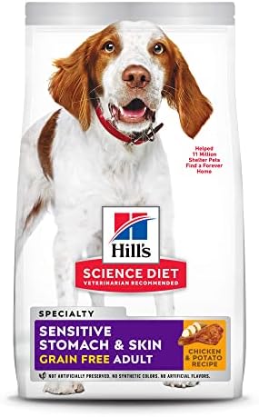  Hill's Science Diet Dry Dog Food, Adult, Sensitive Stomach & Skin, Chicken Recipe, 15.5 Lb. Bag