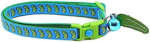  Pickle Cat Collar With Bell | Safety Breakaway Collar | Adjustable Large Size Or Kitten Collar (Small(10lbs & Less), Blue)