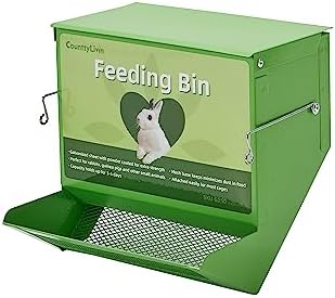  CounttyLivin Metal Small Animal Feeder With Lid, Heavy Duty Rabbit Feeder, Large Capacity Rabbit Food Dispenser, Great For Rabbit, Guinea Pigs, Chinchillas And Other Small Animals. (4.6 Inch, Green)