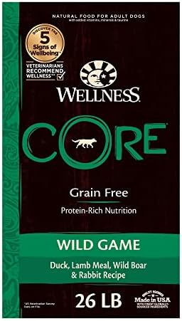  Wellness CORE Grain-Free High-Protein Dry Dog Food, Natural Ingredients, Made In USA With Real Meat, All Breeds, For Adult Dogs (Original Turkey & Chicken, 4-Pound Bag)