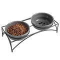  Y YHY Cat Food Bowls, Elevated Cat Bowls, Raised Pet Food Water Bowls With Stand, Ceramic Pet Bowls For Cat Or Dogs, 12 Ounces Cat Dishes, Grey