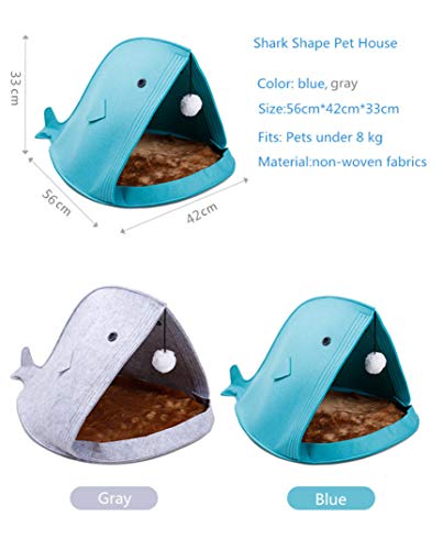  Cute Pet Bed Shark Shaped Cat Cave House Decorative Comfy Pet Nest Soft Small Animal Felt House