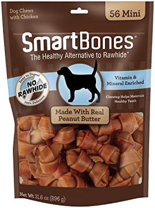  SmartBones Mini Chews With Real Peanut Butter 32 Count, Rawhide-Free Chews For Dogs