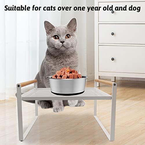  Kathson Pet Bowls Dining Table, Dog Bowl Stand Elevated Pet Food Feeder Holder Rack Raised Dog Bowl Holder For Existing Bowls Metal Frame Pet Feeder Stand With Non-Slip Pad (White)