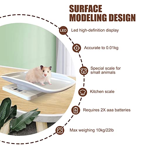  Digital Pet Scale, Cat Scale, Small Animal Weight Scale Portable Electronic LED Scales(Max. 22 Lbs), Multifunction Kitchen Scale For Weighing Puppy/Kitten/Hamster/Hedgehog/Tortoise/Food