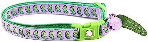  Pickle Cat Collar With Bell | Safety Breakaway Collar | Adjustable Large Size Or Kitten Collar (Small(10lbs & Less), Blue)