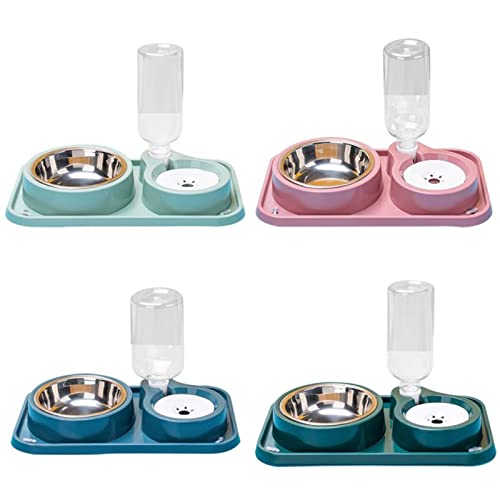  AYENCI Cat Automatic Water, Dog Cat Food Bowl Automatic Feeder With Water Dispenser Dog Drinking Bottle Pet Food Container Detachable Stainless Steel Bowl (Color : QG)