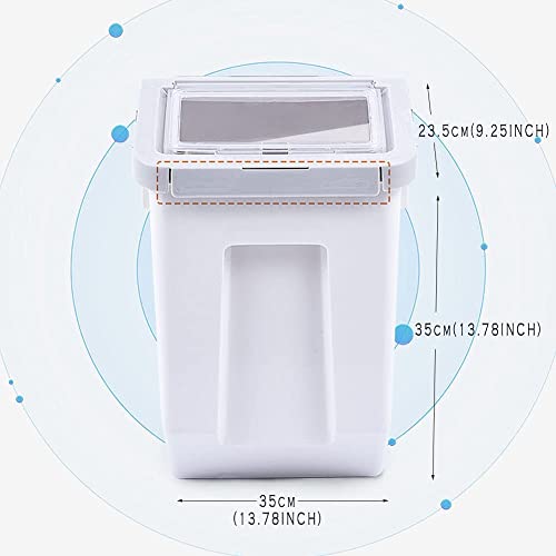  YXQ Dog Food Storage Container Airtight Box Grey,10kg Bulk Dry Food Grain Storage Barrels Sealed Bucket,Pets Food Bin With Seal Locking Lid, Wheels,Measuring Cup,1pcs Scoops(Random Color)…