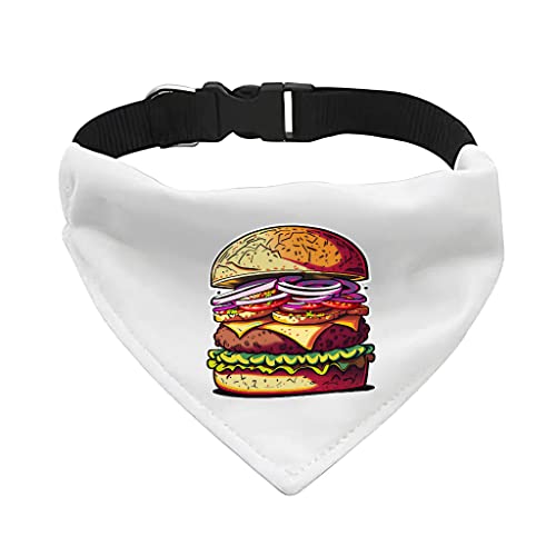 GENERIC Burger Pet Bandana Collar - Fast Food Scarf Collar - Printed Dog Bandana - XL