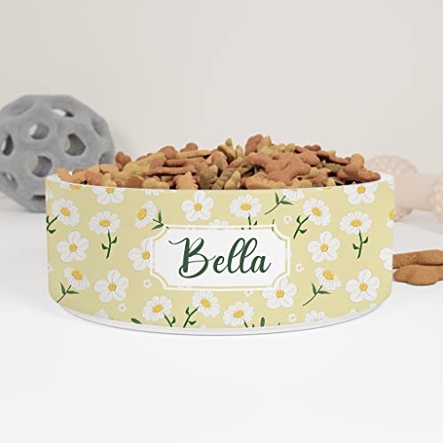 GENERIC Personalized Daisy Pattern Pet Bowl, Daisy Bowl For Dogs, Cats Drinking Bowl, Available In Two Sizes, Gift For Pets
