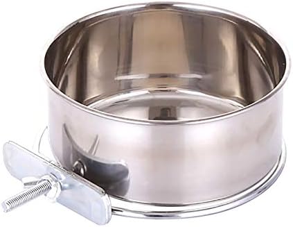  RiamxwR Pet Food Water Bowl With Clamp Holder Stainless Steel Coop Cup Hanging Feeder For Dog Bird Parrot Cat Rabbit Wall Mounted Pet Dog Cat Feeder Parrot Feeding Cups Birds Food Dish