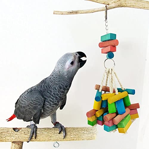  JYDQM Bird Parrot Bite Chew Toy Wooden Pendant Swing String Pet Birds Blocks Toys