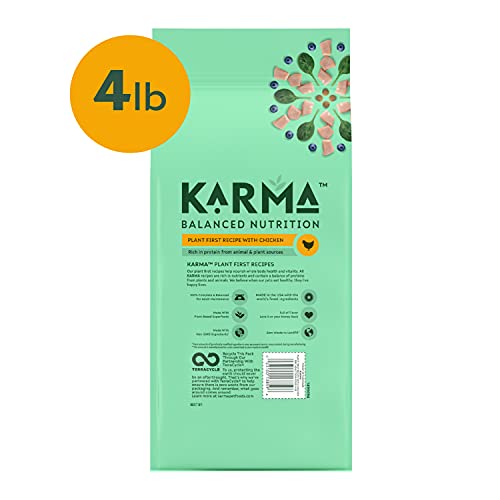  KARMA BALANCED NUTRITION Plant-First Recipe, Adult Natural Dry Dog Food With Chicken, 4 Lb. Bag