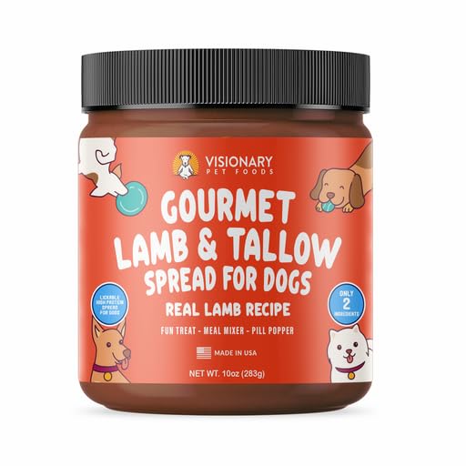  Visionary Pet Foods - Real Lamb Meat Spread For Dogs | Healthier Choice To Peanut Butter | Easy Use As Dog Lick Mat Treat, Chew Toy Filler, Meal Mixers Or Pill Pockets - 10 Fl. Oz Jar