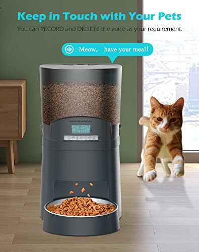  Cat Feeder, HoneyGuaridan 4.5L Automatic Pet Feeder For Dogs Food Dispenser Auto Cat Feeder – 6 Meal Portion Control, Distribution Alarm, Programmable Timer Feeder, Customizable Voice Recorder
