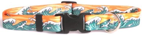  Mystic Waves Blue Dog Collar - Size Large 18" To 28" Long