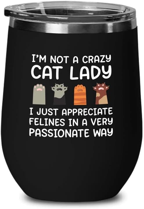 Flairy Land Cat Lady Black Wine Tumbler 12oz - Catnipulation Defiition -Cat Funny Gifts Cat Mom Cat Grandma Pet Paw Kitten Whiskers Cat Lovers Feline Cat Person Cat Rescuer