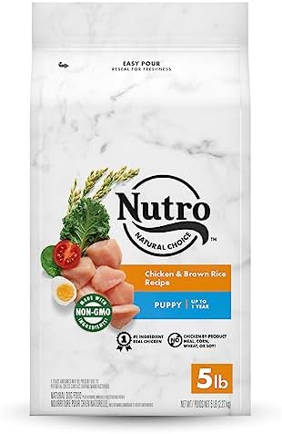  NUTRO NATURAL CHOICE Puppy Dry Dog Food, Chicken & Brown Rice Recipe Dog Kibble, 5 Lb. Bag