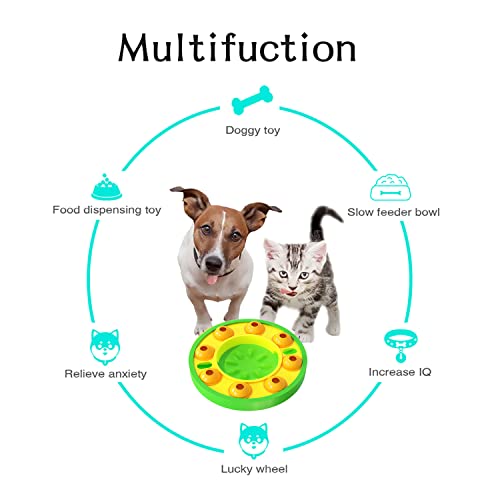 GENERIC Dog Cat Puzzle Toys, Cat Kitten Brain Toys Mentally Stimulation Toys Puzzle Feeder, Interactive Dog Cat Toys, Treat Dispenser Chew Toy Games, Dispensing Bowl Gifts For Puppy (Green And Yellow)
