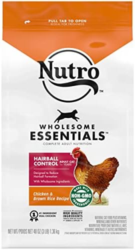  NUTRO WHOLESOME ESSENTIALS Adult Hairball Control Natural Dry Cat Food Farm-Raised Chicken & Brown Rice Recipe, 14 Lb. Bag