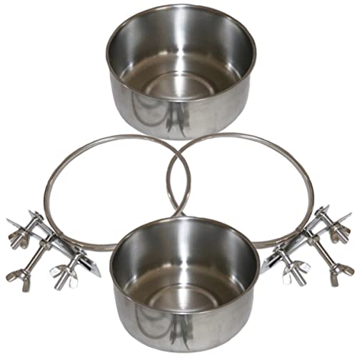  Bird Cage Mount Bowl Bunny Food Rabbit Food 6 Pcs Feeder Silver Stainless Steel Alloy Stainless Steel Dog Bowls Pet Feeder Metal Bird Feeder