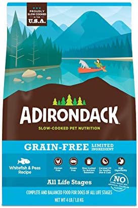  Adirondack Dog Food Made In USA [Limited Ingredient Grain Free Dog Food], Weight Management Dry Dog Food, Pork And Lentils Recipe, 4 Lb. Bag