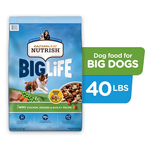  Rachael Ray Nutrish Big Life Dry Dog Food, Savory Chicken, Barley & Veggies, 40 Pounds