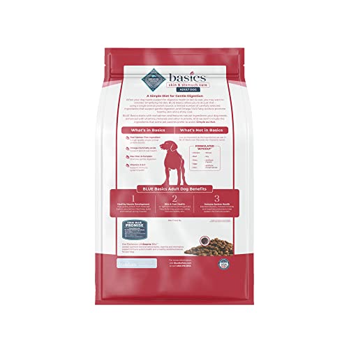  Blue Buffalo Basics Skin & Stomach Care, Grain Free Natural Adult Dry Dog Food, Salmon & Potato 4-lb