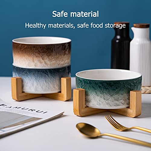  Weesama Cat Bowl Anti Vomiting, Raised Cat Food Bowls, Tilted Elevated Cat Bowl, Ceramic Pet Food Bowl For Flat Faced Cats, Small Dogs, Protect Pet's Spine, Dishwasher Safe (Green)