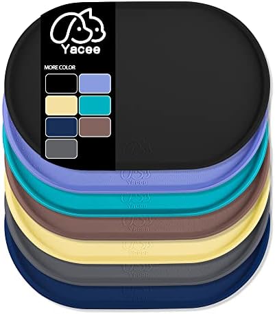  Yacee Silicone Dog Food Mat Waterproof, Easy Clean In Dishwasher, Pet And Cat Mats 0.5" Raised Edges, Placemat Tray To Stop Food Spills And Water Bowl Messes On Floor Large (Small, Black)